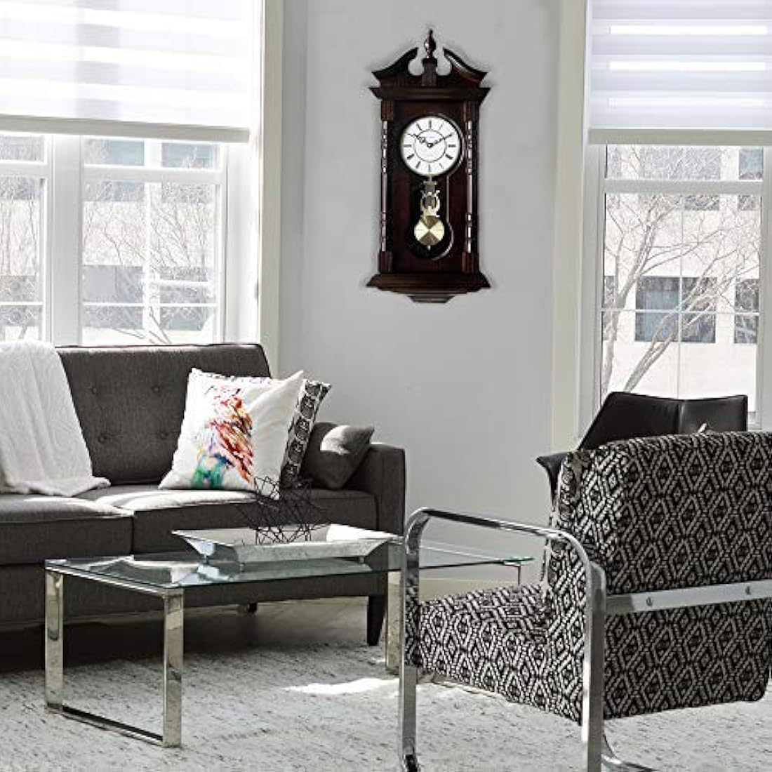 reloj abuelo de madera con melodía con péndulo de madera