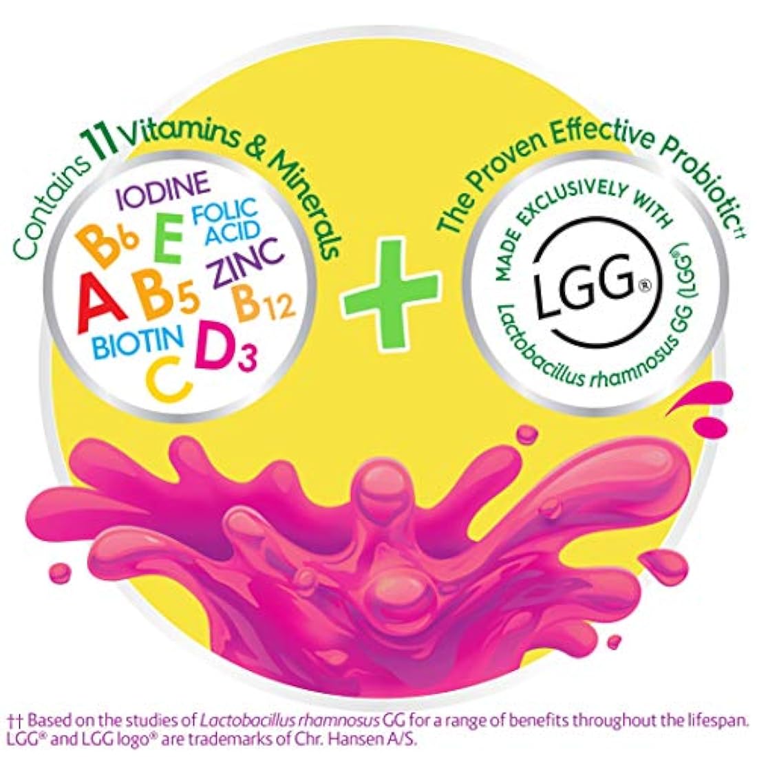 Culturelle Complemento de probióticos y multivitamínico para niños, masticable para el apoyo digestivo y apoyo inmunitario - Excelente fuente de las vitaminas antioxidantes A, C y E - Contiene LGG, el probiótico probado, 1