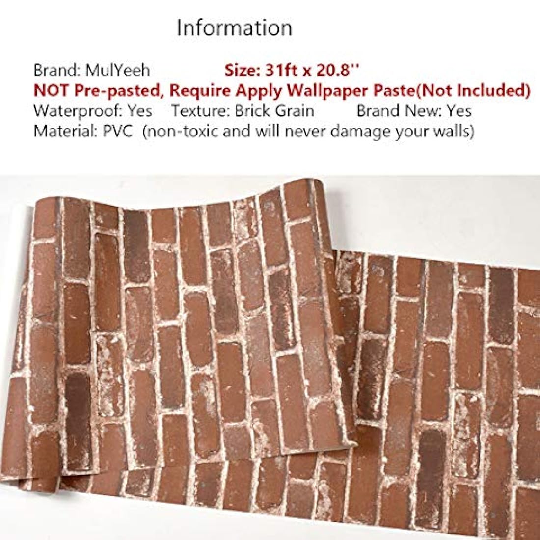 rollo de papel pintado de ladrillo de imitación de piedra