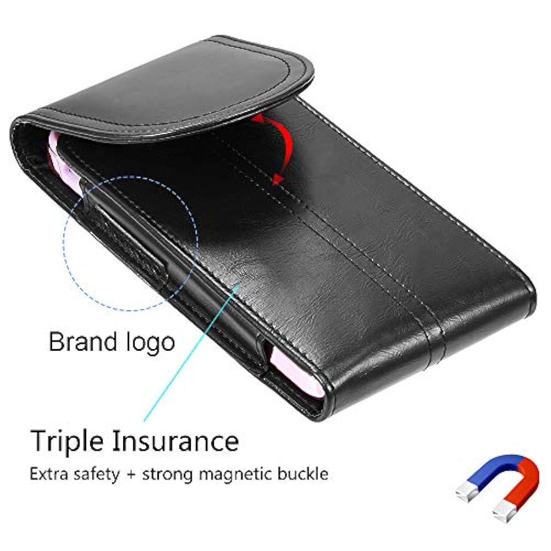 Funda para cinturón para iPhone 8 Plus 11 Pro Max, Negro