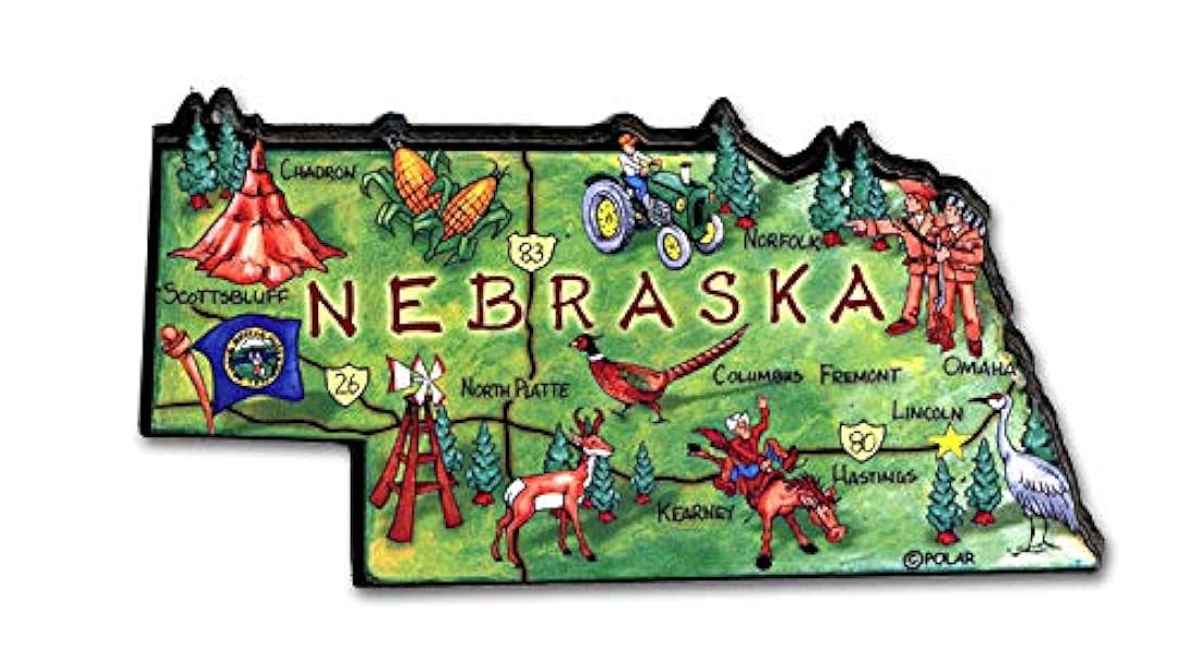 Imán para nevera Nebraska el Estado cornhusker Artwood Jumbo