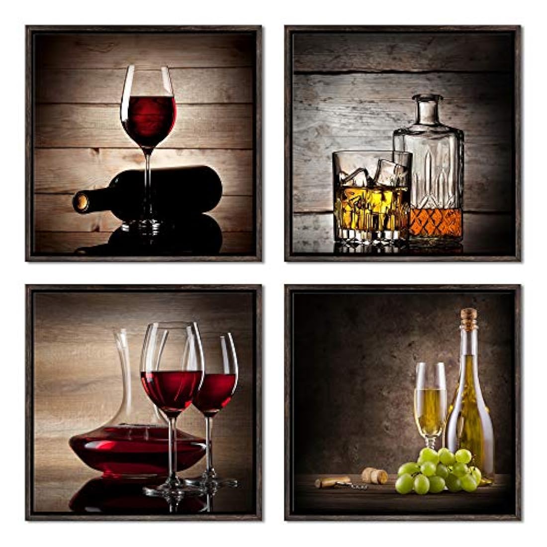 Wieco Art - Copas de vino HD modernas,estiradas y enmarcadas