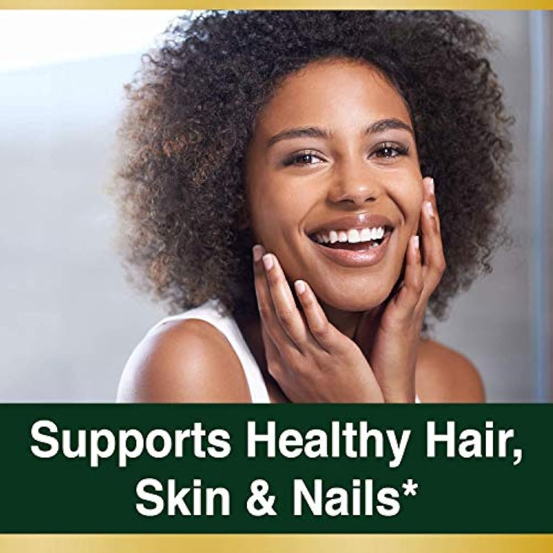 Suplemento de biotina soporta cabello saludable, piel y uñas