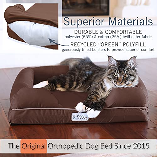 PetFusion Ultimate - Cama ortopédica para perro | Espuma viscoelástica CertiPUR-US sólida | Múltiples tamaños/colores, refuerzo de firmeza media, forro impermeable, funda transpirable de 35% algodón, seguro para la piel