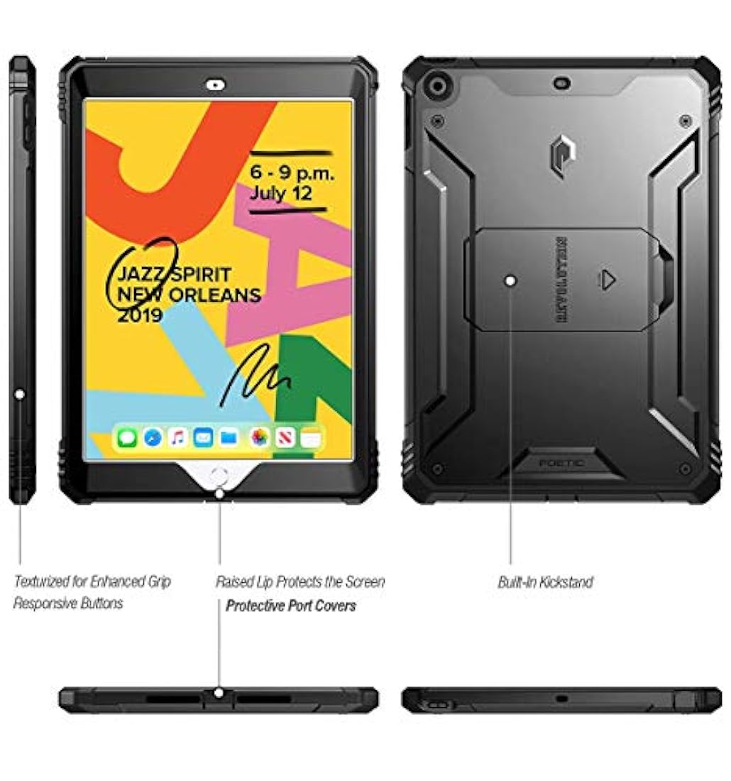 Funda protectora a prueba de golpes con pata de cabra negro