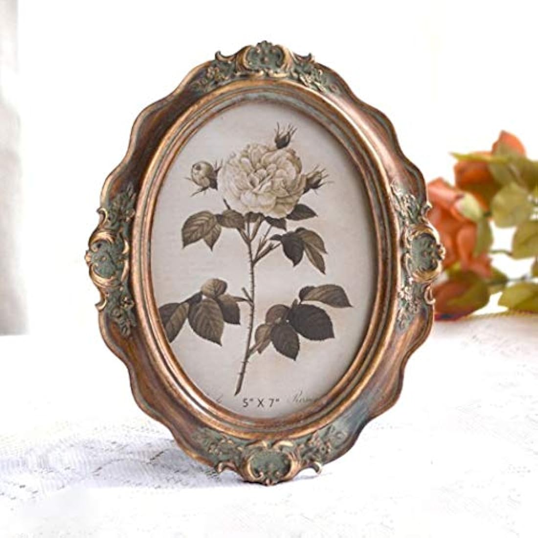 Marco de fotos ovalado vintage de 2.0 x 2.8 in