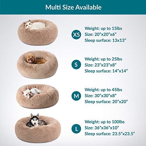 Bedsure Camas calmantes para perros pequeños, medianos y grandes, cama redonda lavable para perros, de piel sintética, antideslizante, esponjosa, para gatos y ansiedad, se adapta a hasta 15-100 libras