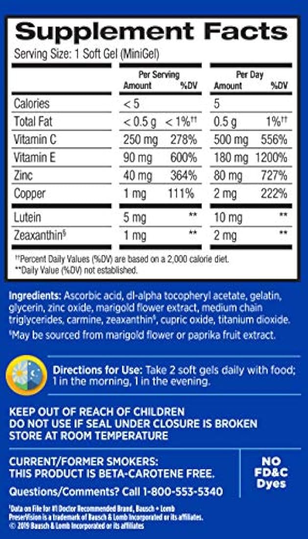 Suplementos PreserVision AREDS 2 buena visión
