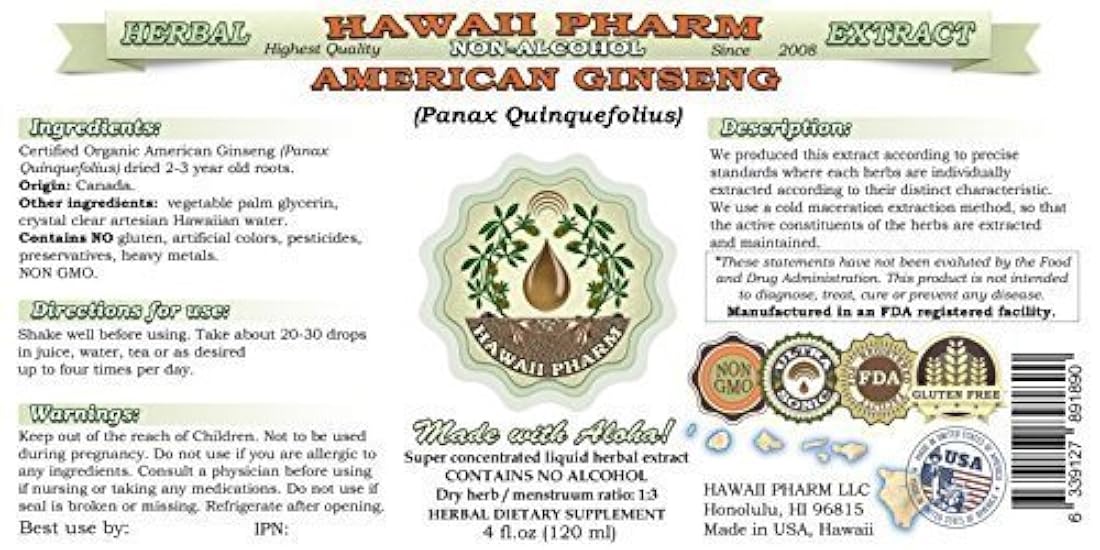 American el Ginseng alcohol-free Extracto de líquido