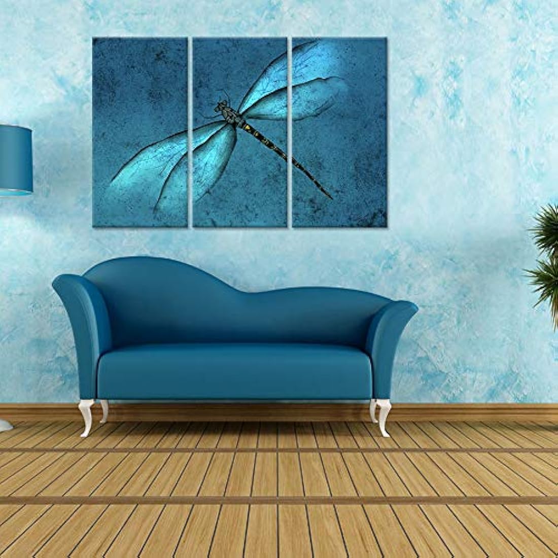 3 piezas de lienzo para pared, diseño abstracto de libélula