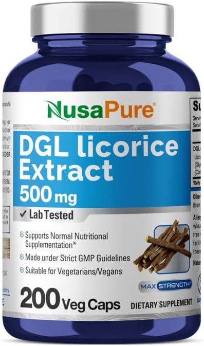 Extracto de Regaliz DGL 500 mg, 200 Cápsulas Vegetales