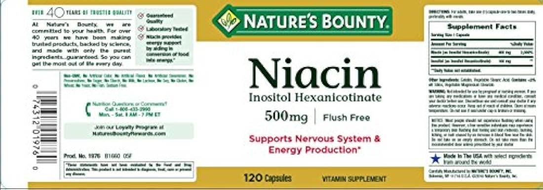 Niacina Flush Free 500 mg 120 unidades