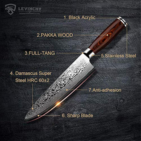 LEVINCHY cuchillo de chef profesional de 8.0 in,