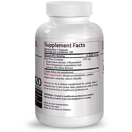 Bronson Resveratrol 500 Complex, 120 Cápsulas