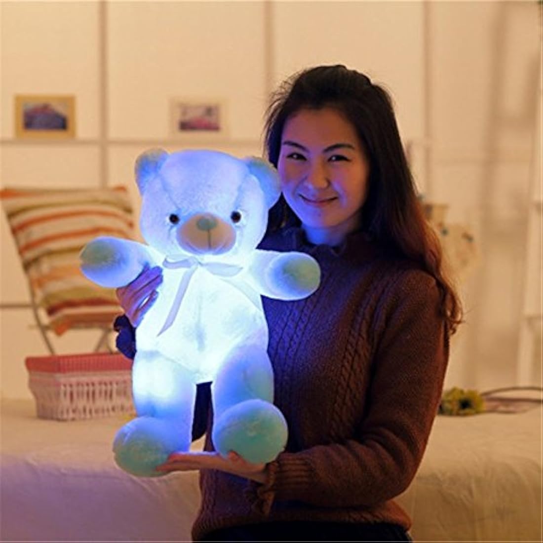 Peluches animal de peluche oso con luz LED inductiva de 20