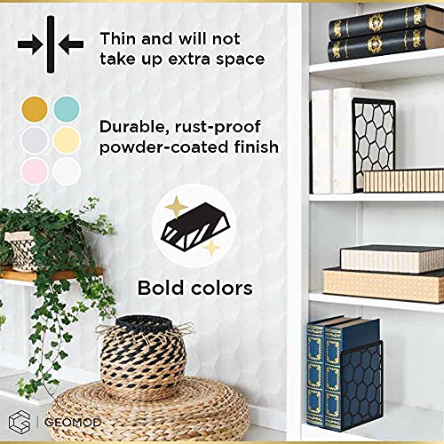Sujetalibros premium geométricos nido de abeja metal libro extremos (turquesa, 1 par)