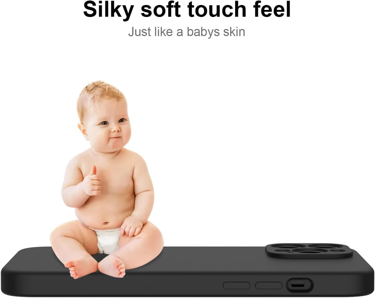 DEENAKIN Funda para iPhone 13 Pro Max con protector de pantalla, cubierta de goma de gel de silicona líquida suave y duradera para iPhone 13 Pro Max de 6.7 pulgadas, color negro