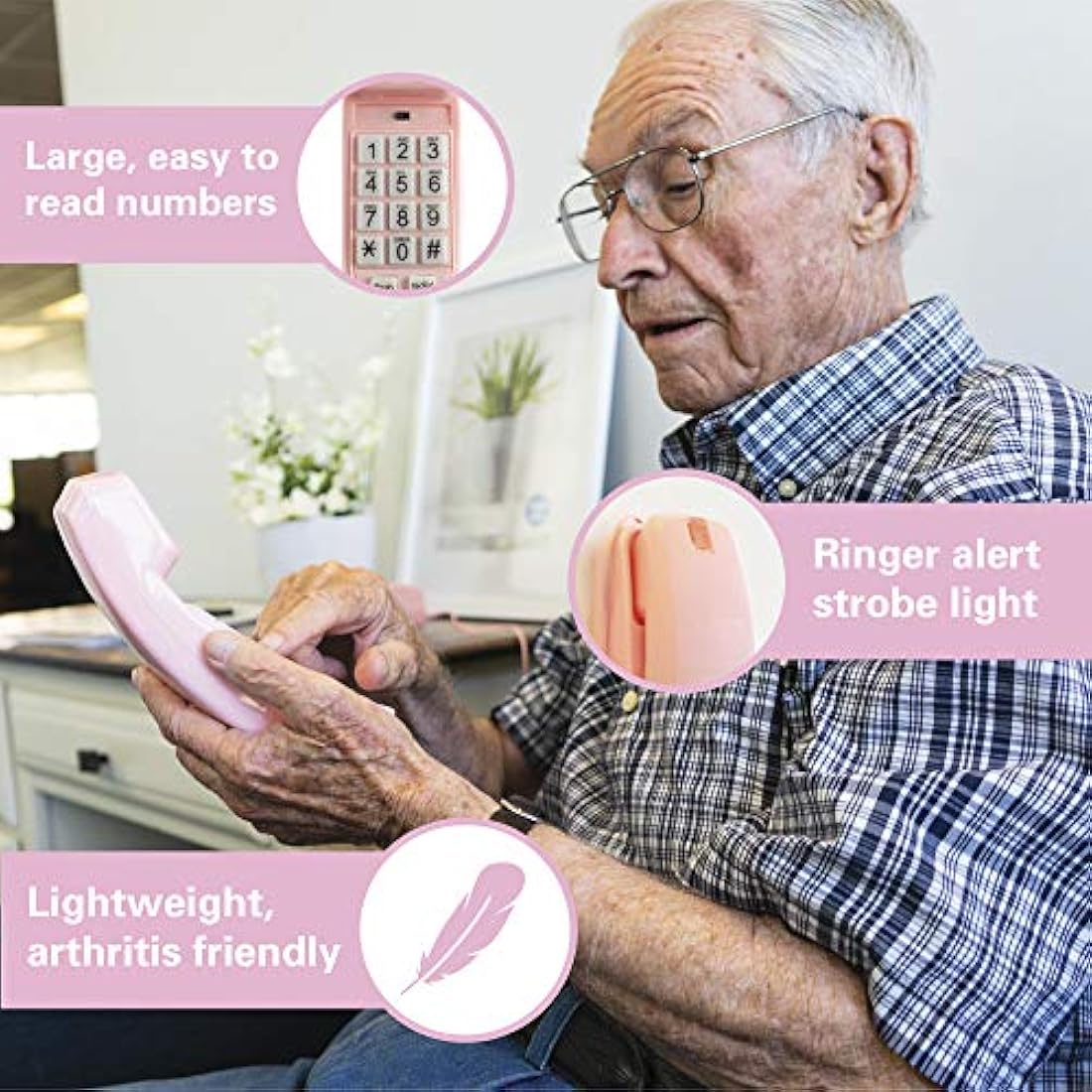 Trimline Teléfono con cable, Señoras Rosa