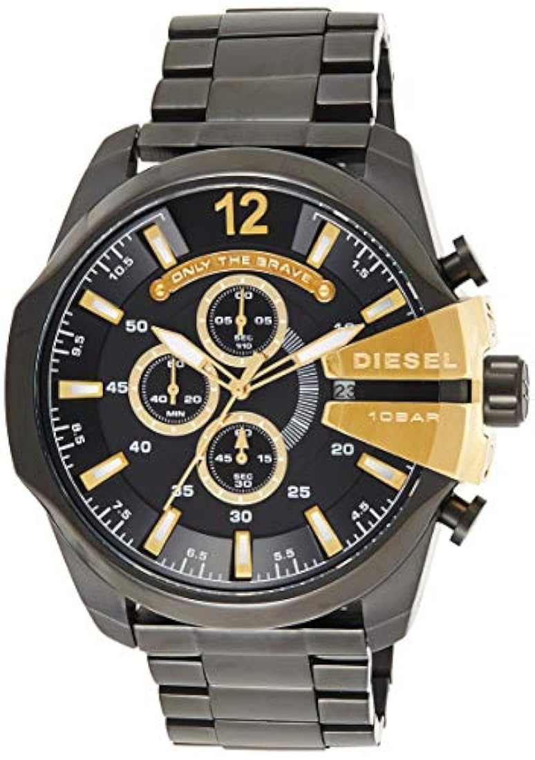 Reloj cronógrafo de acero inoxidable para hombre, negro