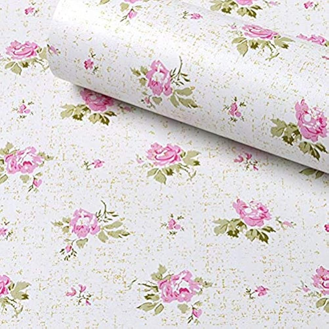 Papel pintado autoadhesivo con diseño floral de color rosa