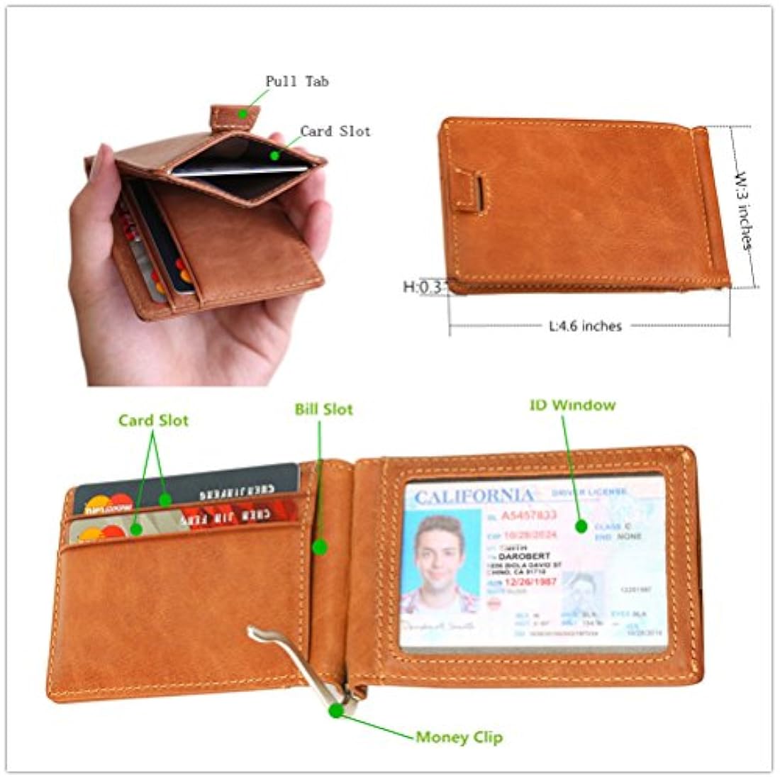 RFID bloqueo delgado minimalista delgado Bifold billetera