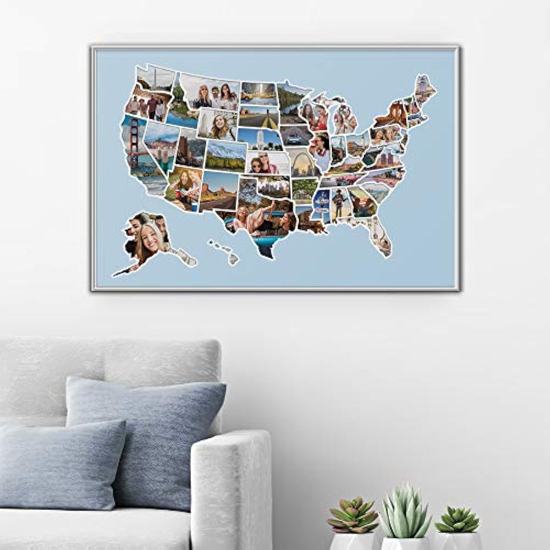 1DEA.me USA - Cuadro de Mapa de fotos de 50 estados de USA