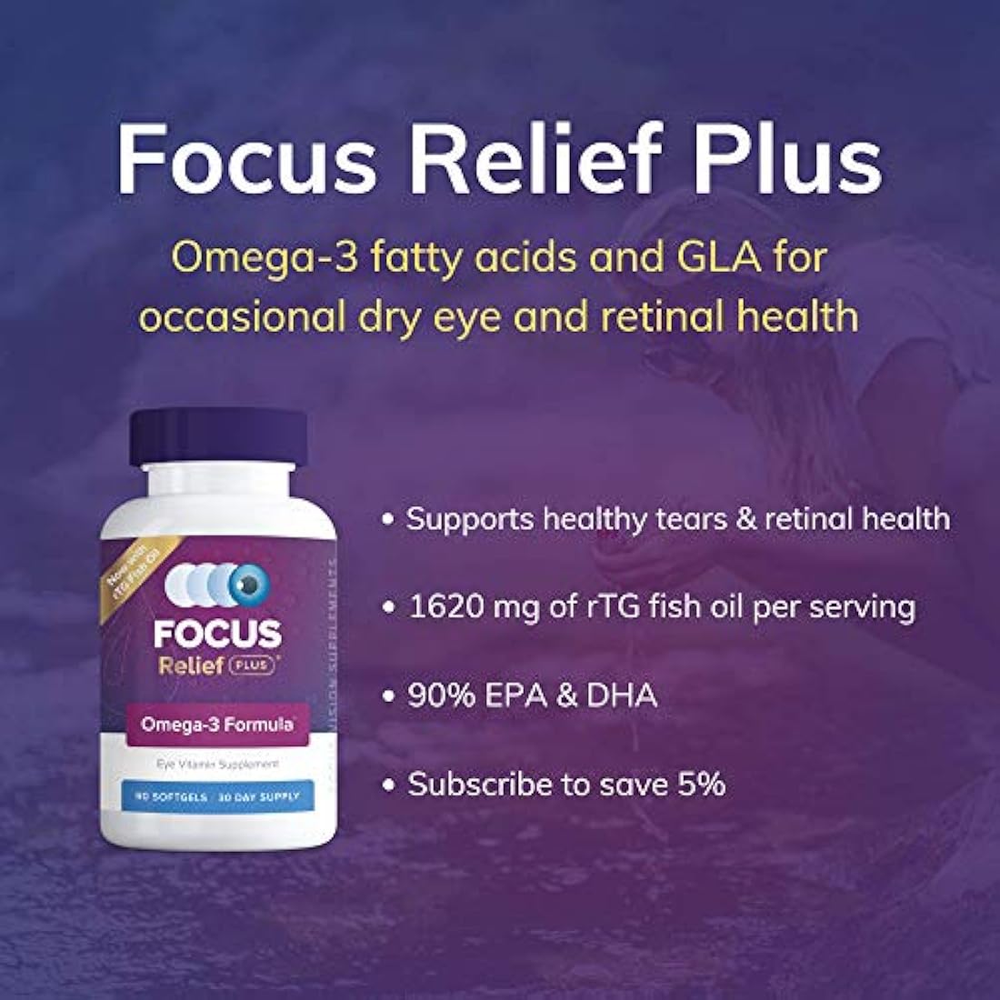 Focus Relief Plus Fórmula de ojos secos con suplemento Omega