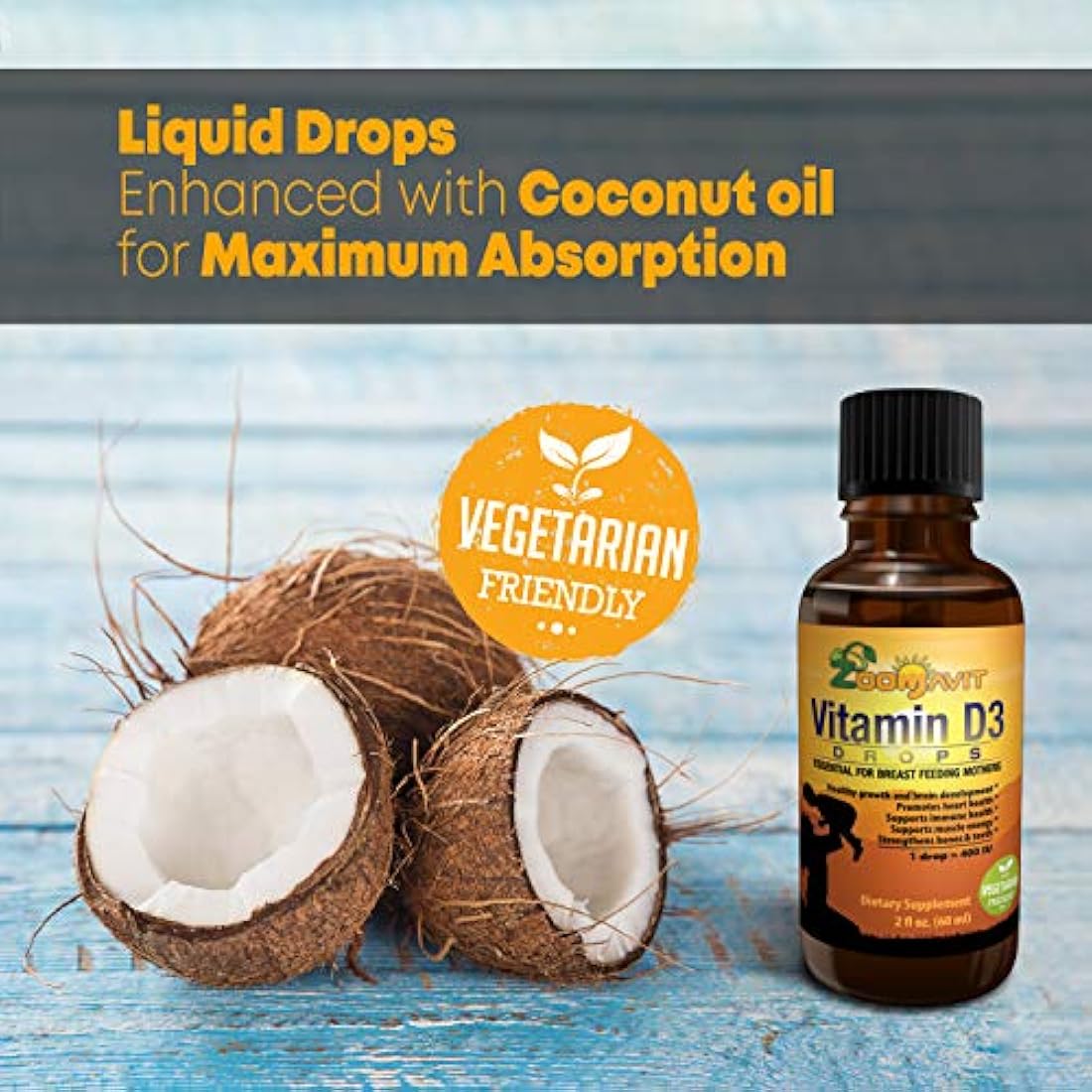 Gotas líquidas de vitamina D3 para bebés - Vitamina líquida