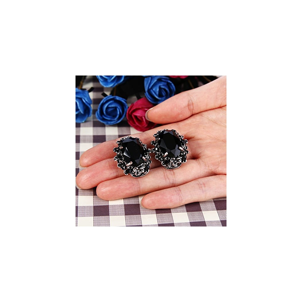 Aretes de clip ovalados estilo victoriano con diseño