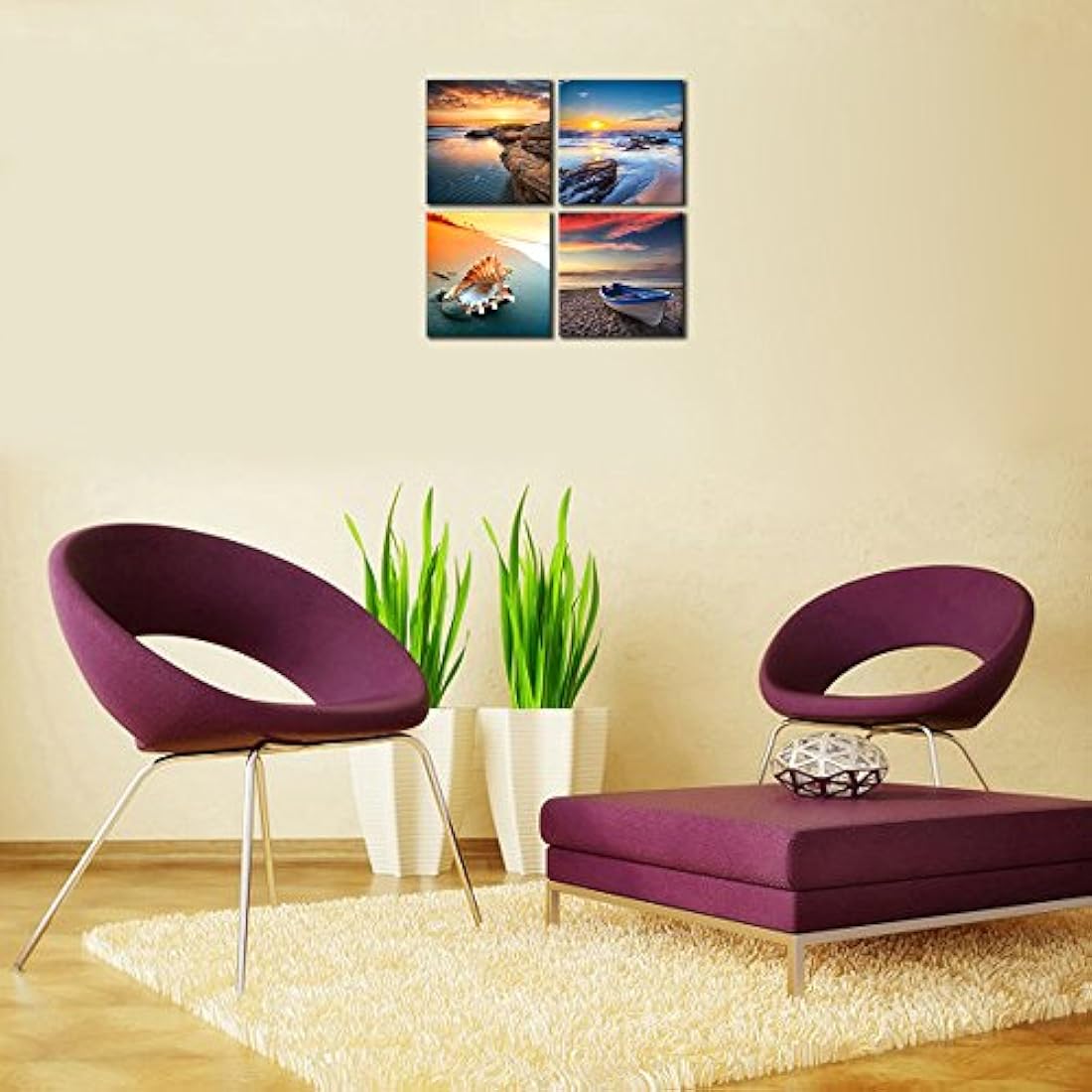 Cuadro sobre lienzo 4 paneles estirados y enmarcados