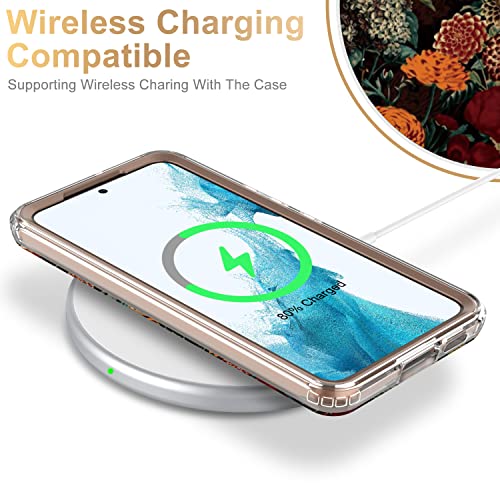 ESDOT Funda para Samsung Galaxy S22, grado militar, prueba de caídas de 21 pies, funda resistente con diseños de moda para mujeres y niñas, funda protectora para Galaxy S22 de 6.1 pulgadas, jardín de flores