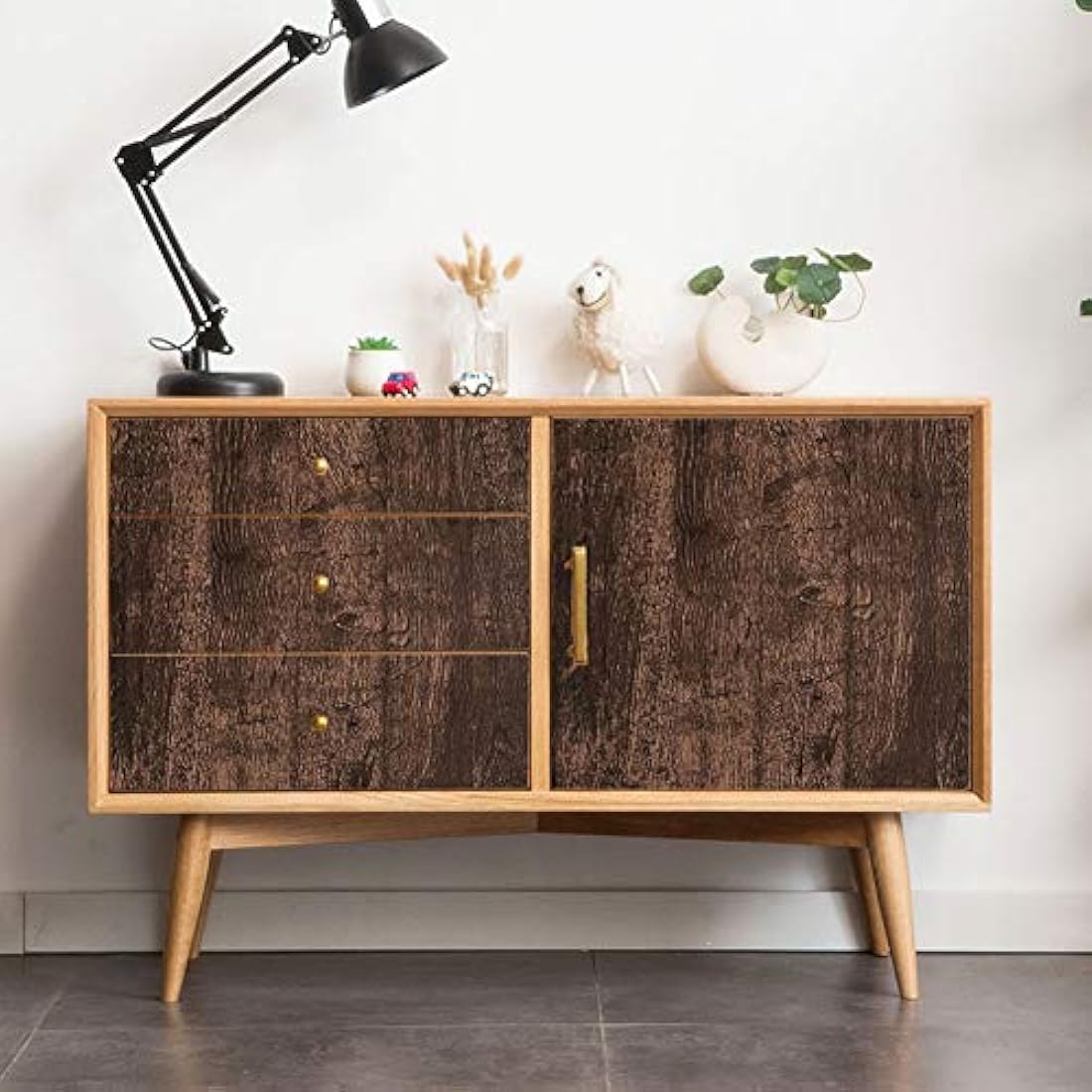 Papel pintado de madera de 78.7 x 17.7 in papel de contacto