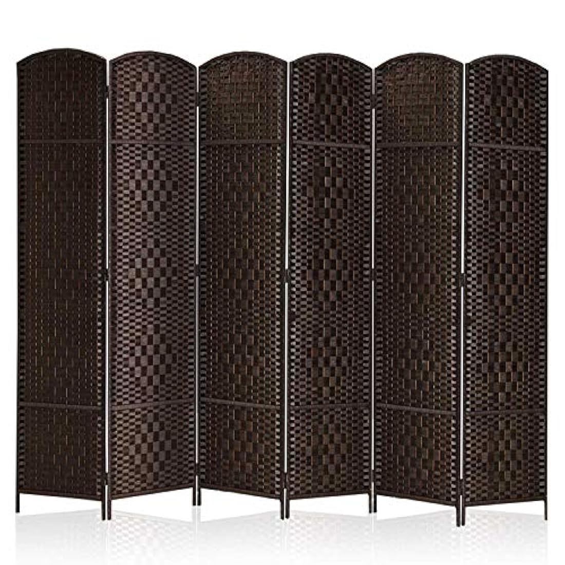 Biombo de madera plegable de color marrón de 6 pies de alto.