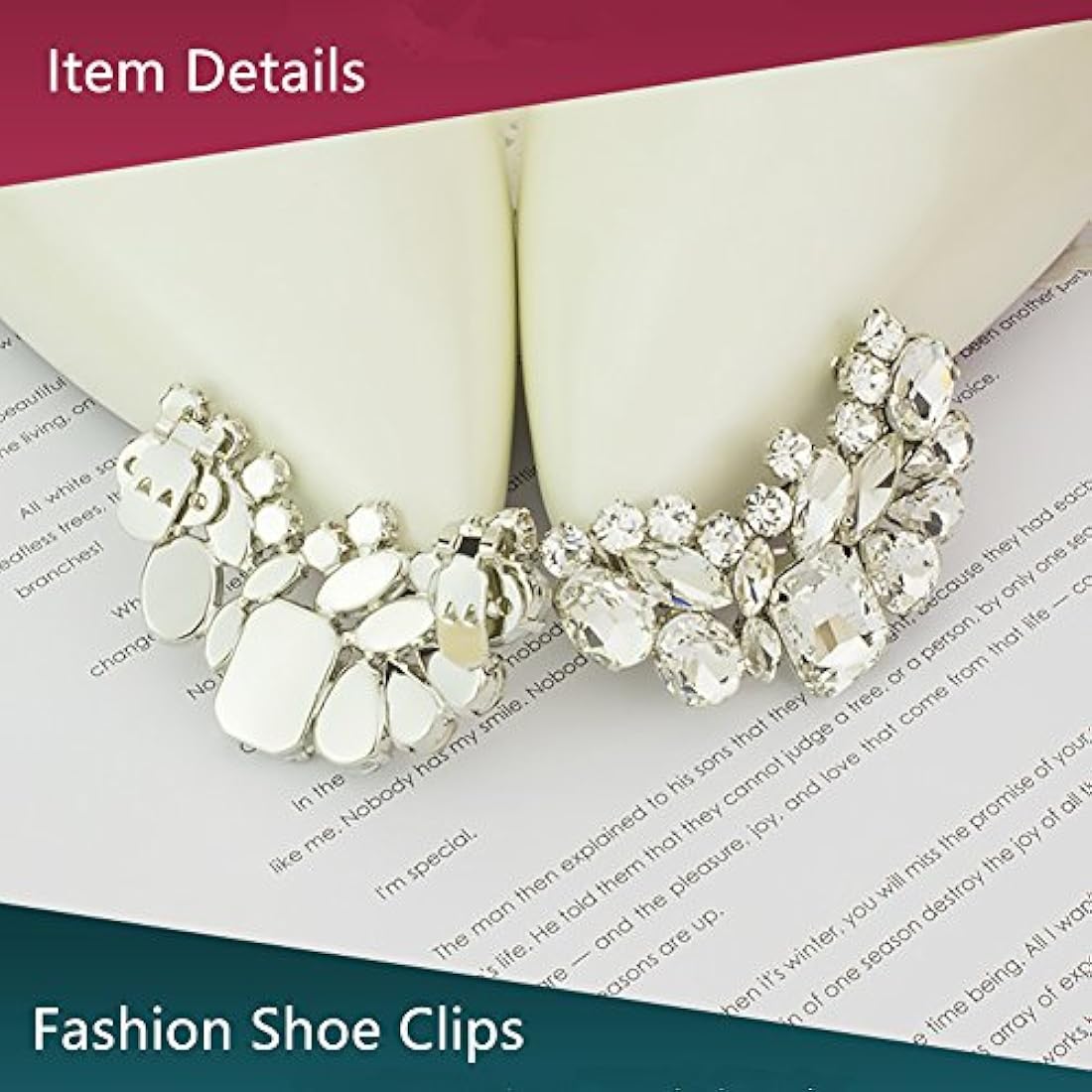 casualfashion 2 Pcs encantador de la mujer brillantes zapato Clips Doble Hebillas Zapatos Decoración para Boda Fiesta