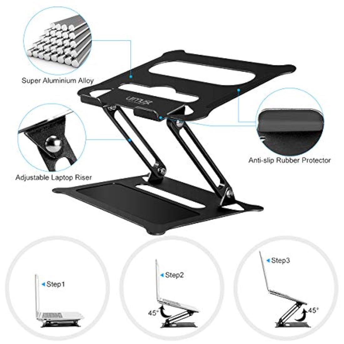 Soporte ergonómico ajustable para computadora portátil