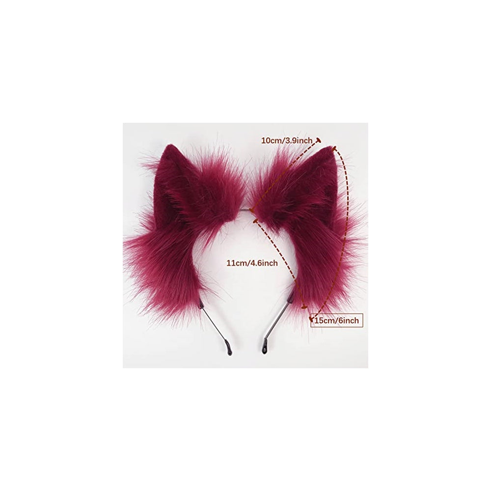 Disfraces de Diadema de orejas de lobo rojo talla única