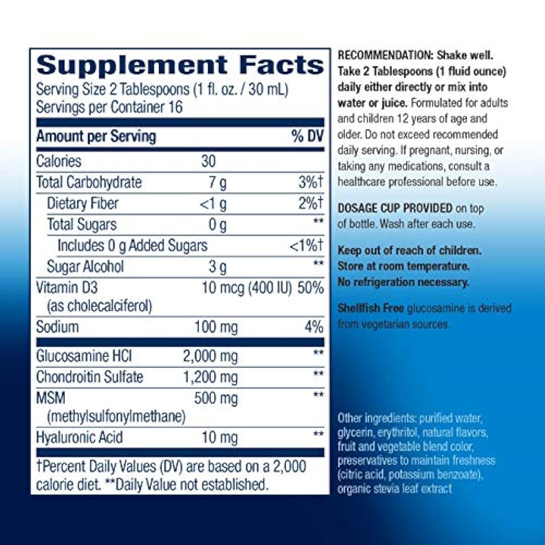 Movimiento articulado Glucosamina de rápida absorción, 16 días de suministro, 16 onzas (16.2 fl oz), bayas naturales (el embalaje puede variar)