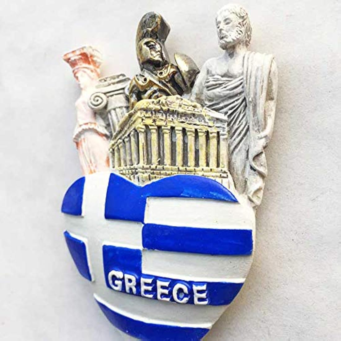 Imán con diseño de bandera de Grecia en forma de corazón