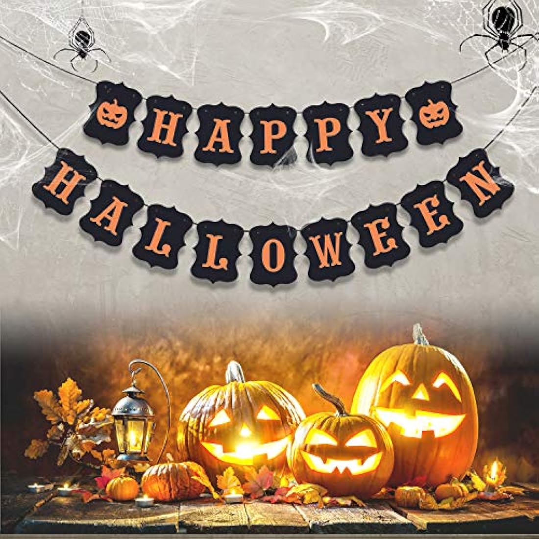 Banderines con calabaza para Halloween, decoración de pared