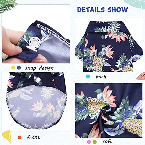 Paquete de 4 camisas hawaianas para perro, ropa transpirable de verano para mascotas, sudaderas para perros, camisas frescas de cocotero, piña, para perros pequeños, medianos y grandes, gatos, niñas, lindas prendas de polo para perros, XS-5XL (XS)
