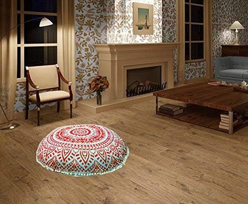 ICC - Cojín redondo grande de 32 pulgadas, para silla otomana, cojín de meditación, cojín de suelo para adultos, fundas otomanas, muebles de sala de manualidades, cubierta de fuego