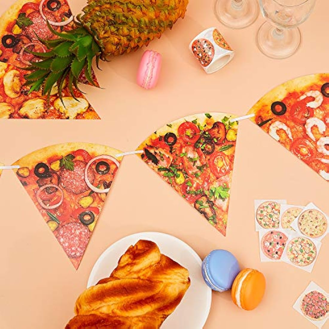 4 piezas Pizza Foto Banner Pizza Banderín Pizza Fiesta