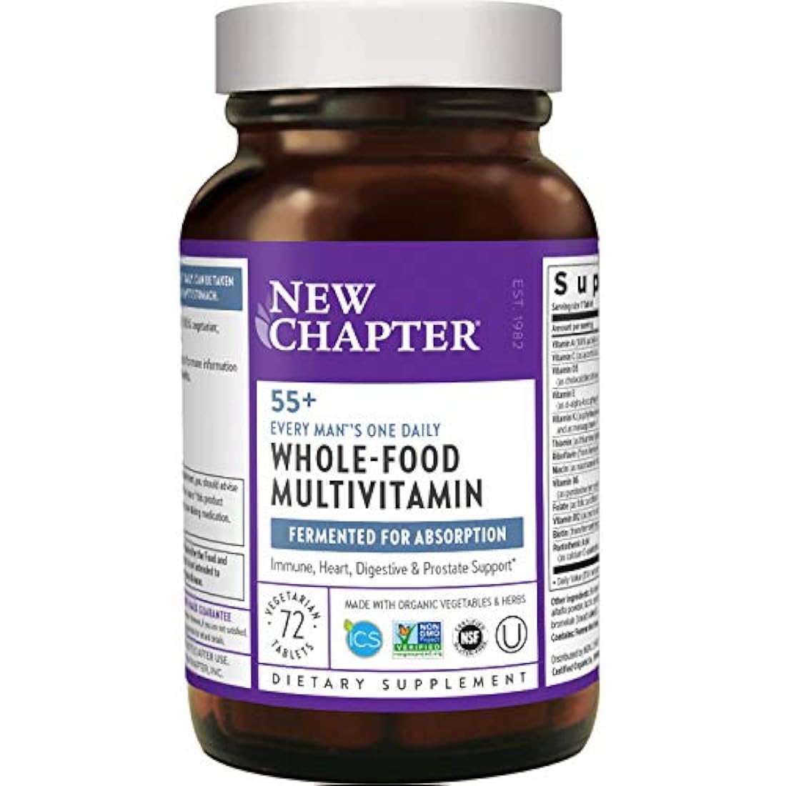 Nuevo Capítulo Multivitamínico para Hombres - Cada Hombre One Daily 55+ con Probióticos Fermentados + Alimentos Completos + Astaxantina + Ingredientes Orgánicos No OGM