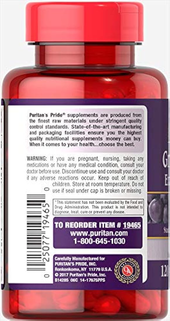 Puritan's Pride Extracto de semilla 200 ° Cápsulas de mg-120