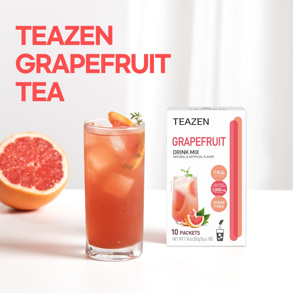 TEAZEN Té de Toronja Sin Azúcar, Hibisco y Verde, 10 Pks
