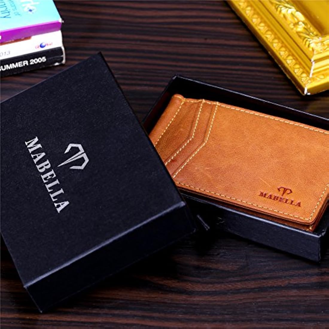 RFID bloqueo delgado minimalista delgado Bifold billetera