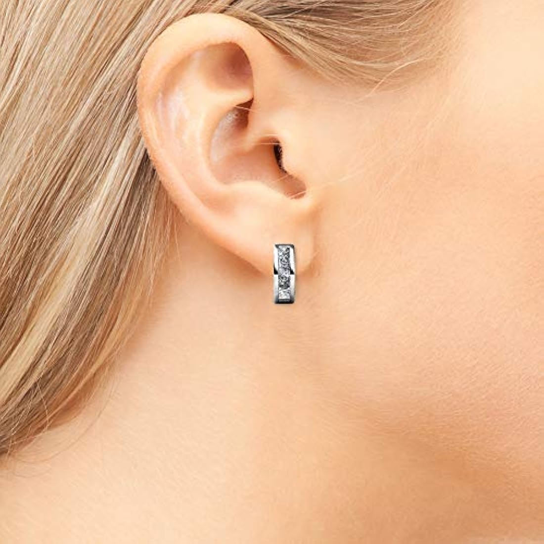 Pendientes de aro chapados en oro blanco de 18 quilates