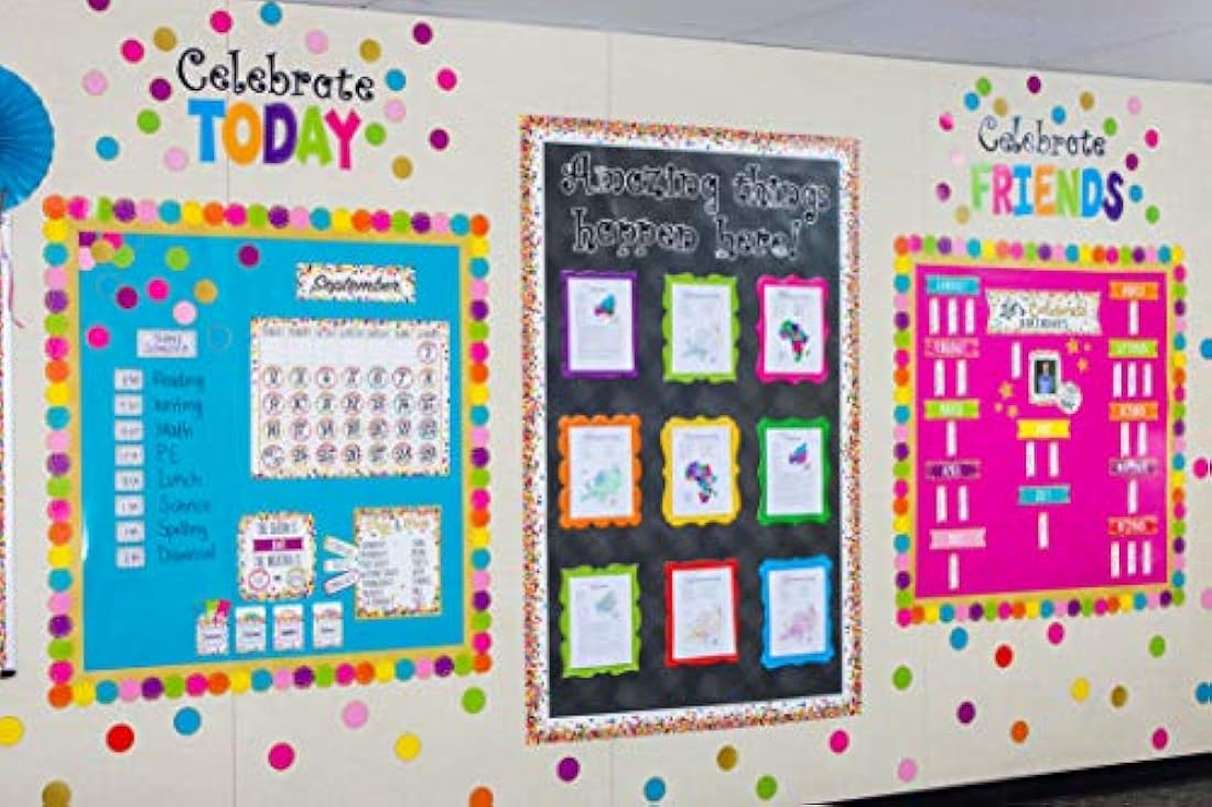 Borde de círculos de colores troquelados para carteleras