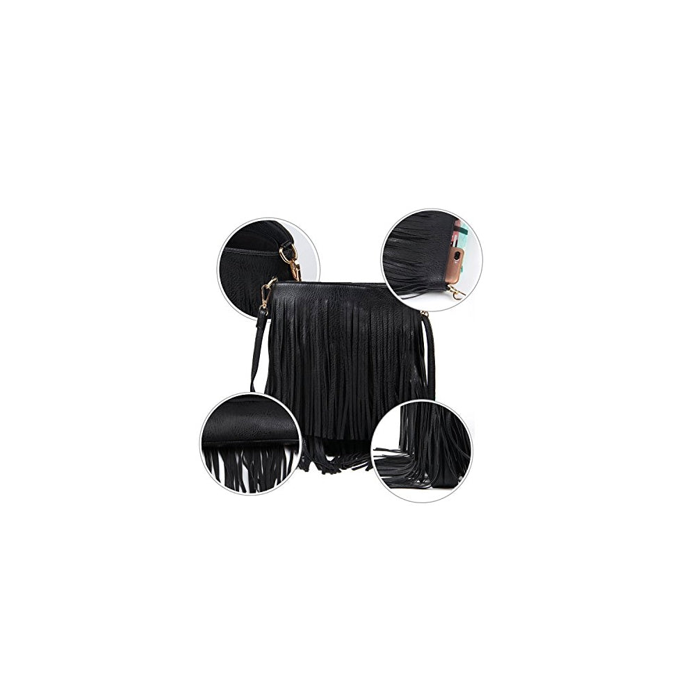 Bolso de hombro para mujer  con flecos  borla