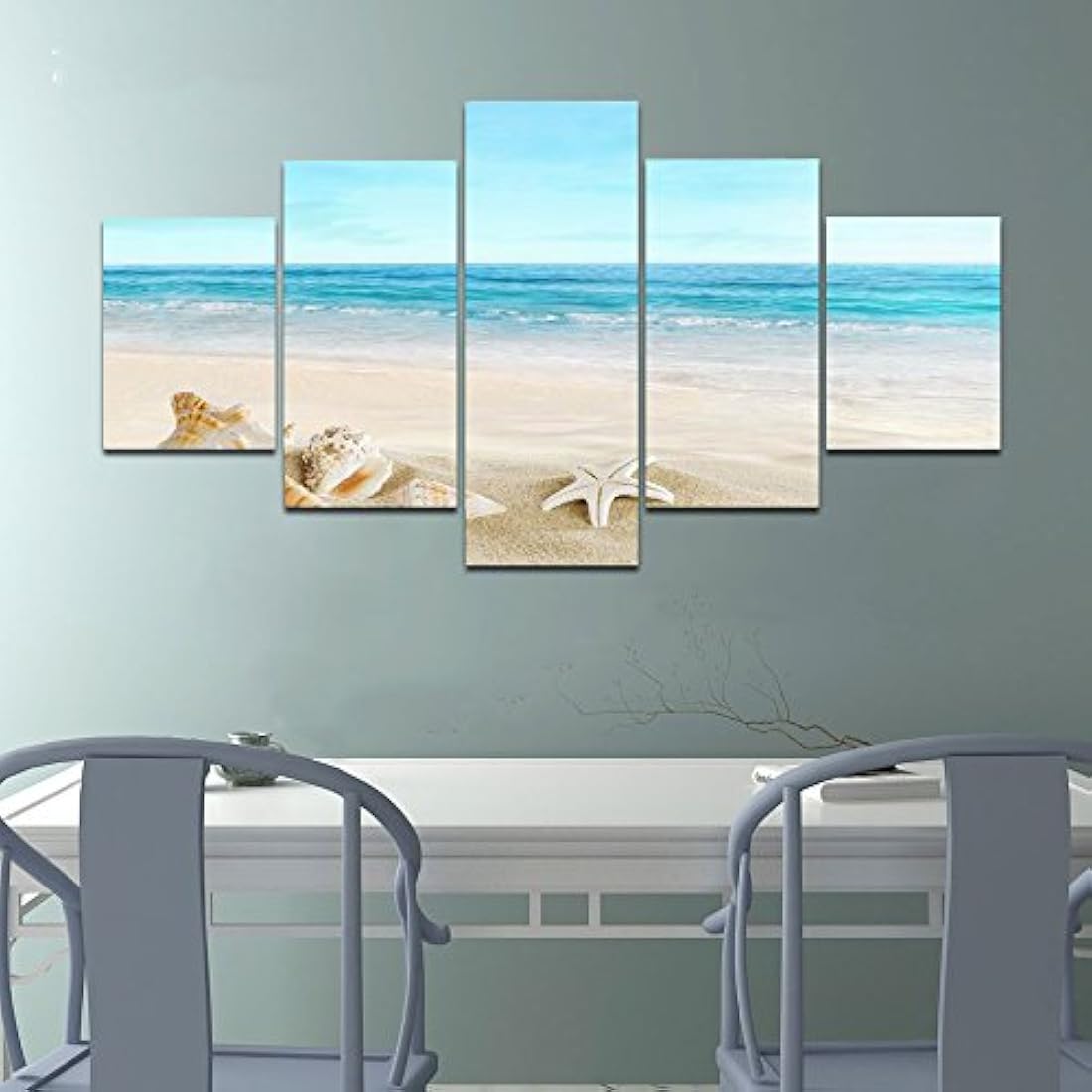 Pyradecor - Lienzo con 5 paneles de paisaje marino